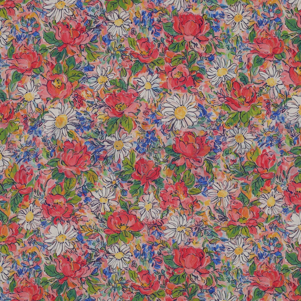 LENZING™ ECOVERO™ DIGITAL FLEURS ROSE