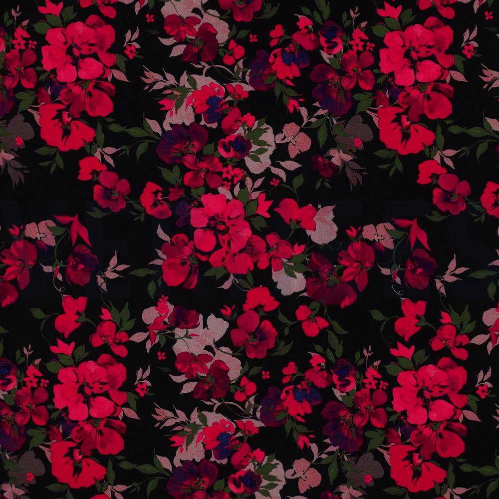 LENZING™ ECOVERO™ DIGITAL FLOWERS BLACK