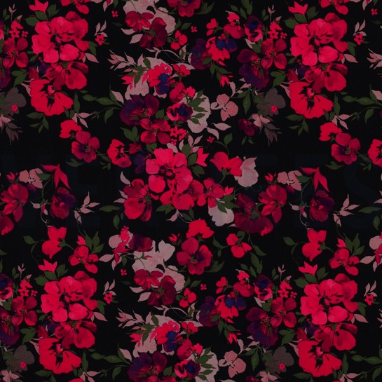 LENZING™ ECOVERO™ DIGITAL FLOWERS BLACK #7