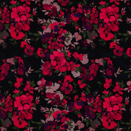 LENZING™ ECOVERO™ DIGITAL BLUMEN SCHWARZ (hover)