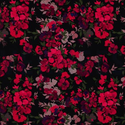 LENZING™ ECOVERO™ DIGITAAL BLOEMEN ZWART (hover)