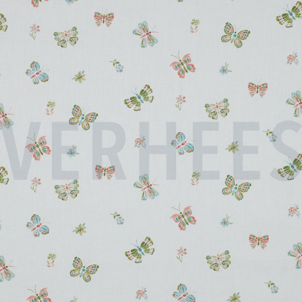 POPLIN DIGITAL BUTTERFLIES WHITE