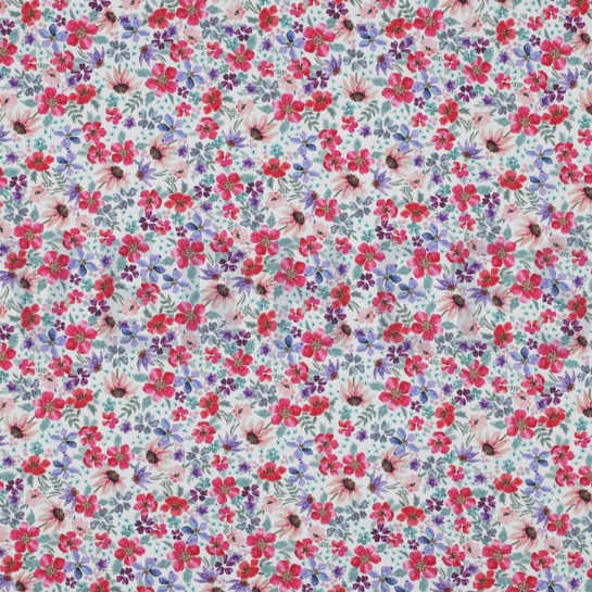 POPLIN DIGITAL SMALL FLOWERS WHITE #7