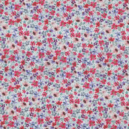 POPLIN DIGITAL SMALL FLOWERS WHITE (hover)