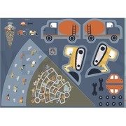 KATOENEN POPLIN DIGITAAL SCHULTÜTE AUTO’S PANEL BLAUW (thumbnail)