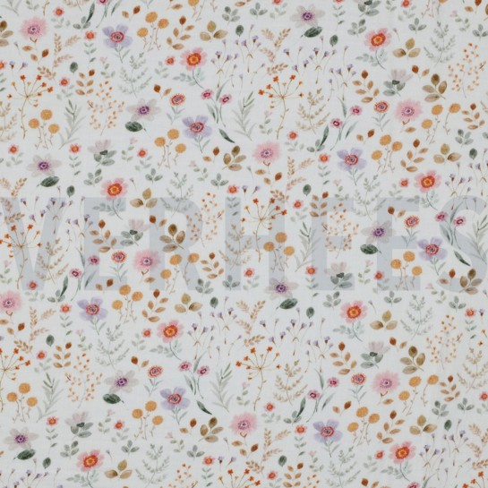 DOUBLE GAUZE DIGITAL SMALL FLOWERS WHITE #7