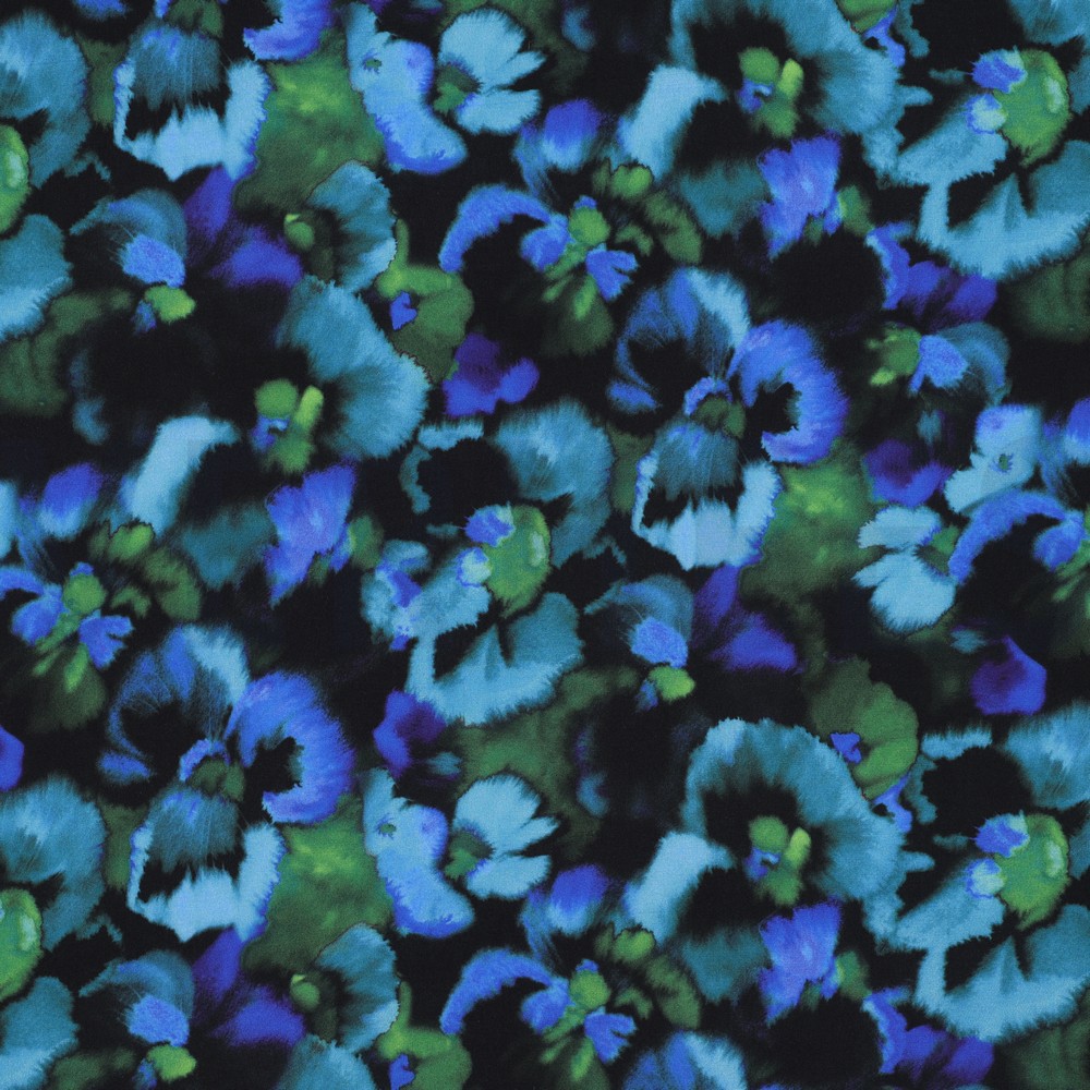 LENZING™ ECOVERO™ DIGITAL FLOWERS BLUE