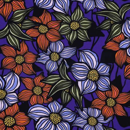 LENZING™ ECOVERO™ BLOEMEN KOBALTBLAUW (hover)