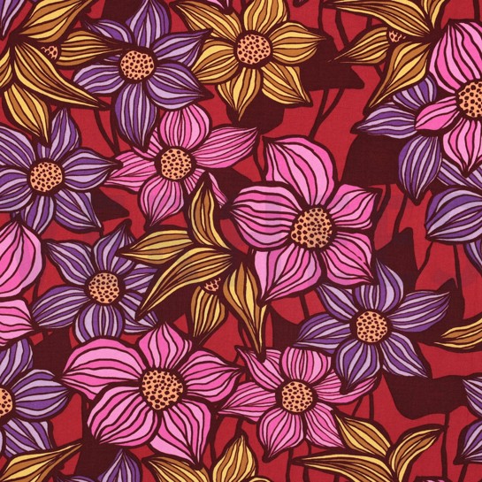 LENZING™ ECOVERO™ FLOWERS BURGUNDY #7