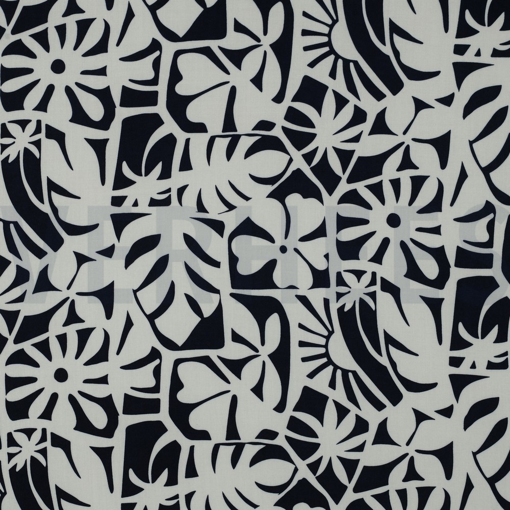 LENZING™ ECOVERO™ GEOMETRISCH MARINEBLAUW