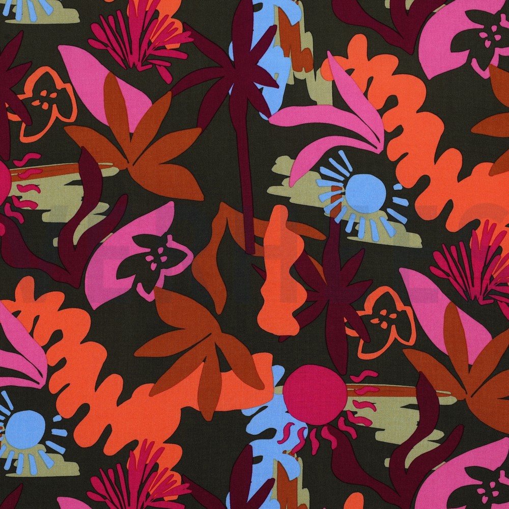 LENZING™ ECOVERO™ FLOWERS ARMY GREEN