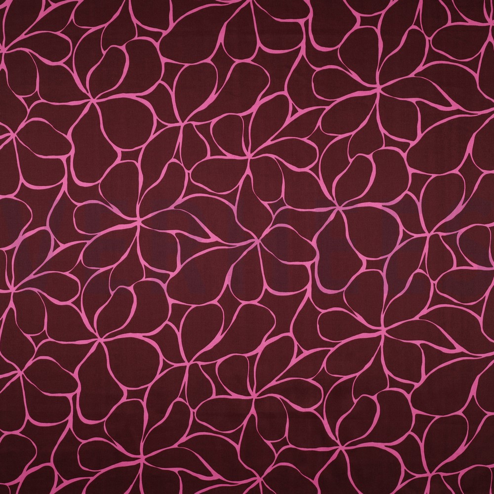 COTTON SATIN FLOWERS BORDEAUX