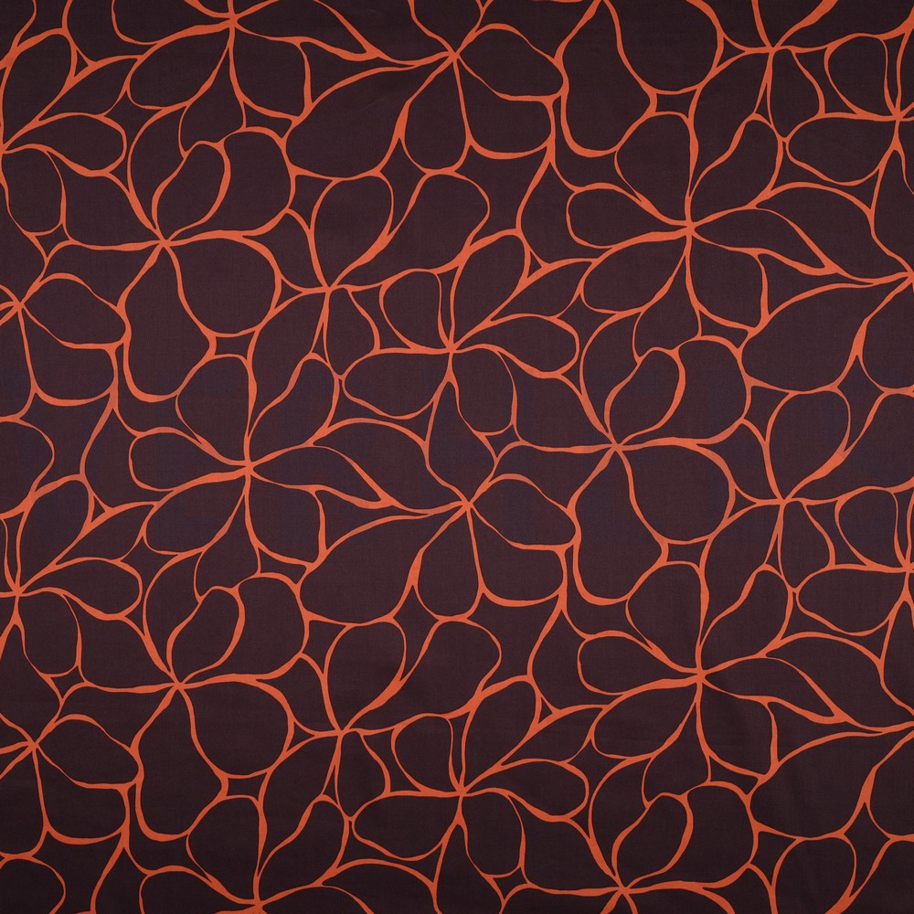 COTTON SATIN FLOWERS DARK BROWN