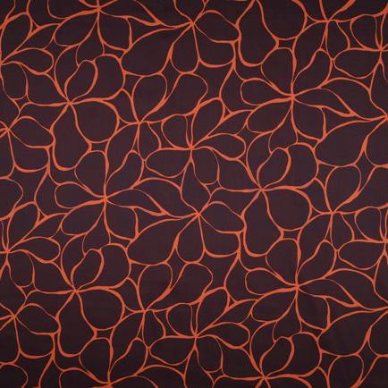 COTON SATIN FLEURS BRUN FONCÉ (hover)