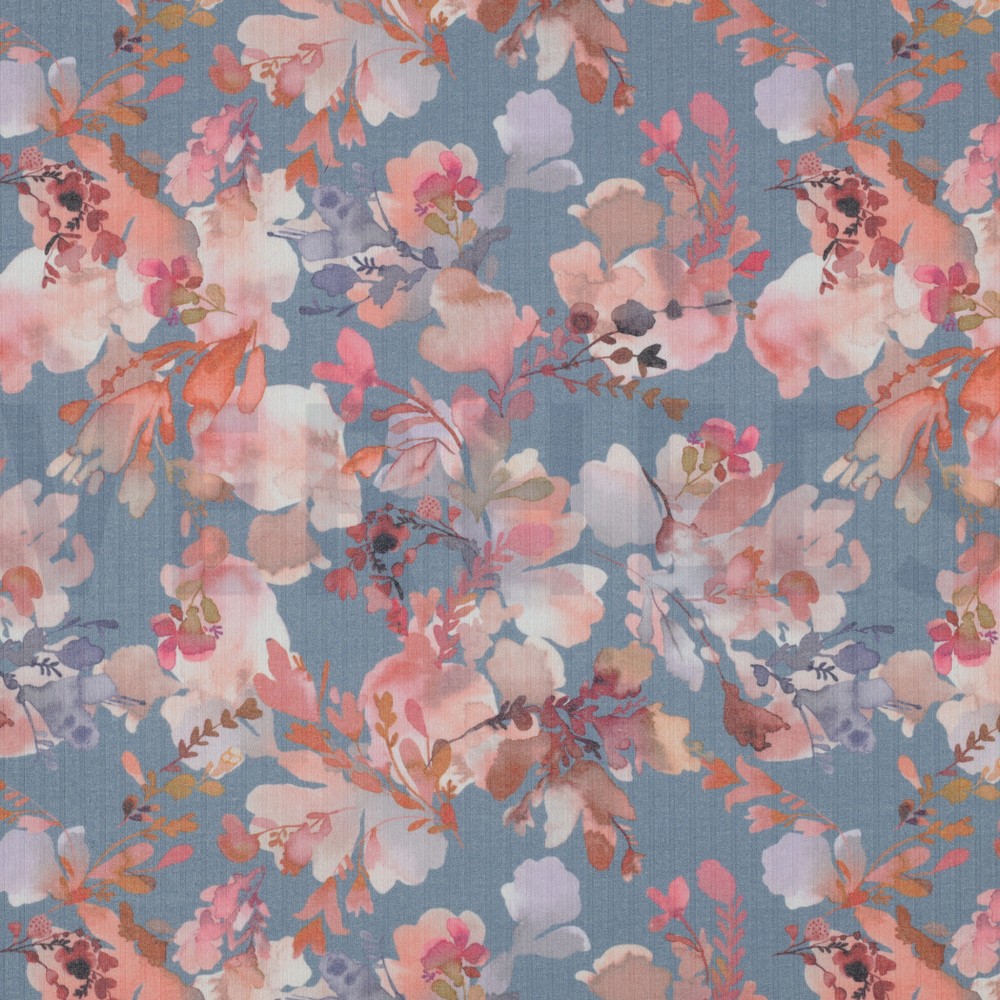 RIB JERSEY DIGITAAL BLADEN SCHADUWBLAUW