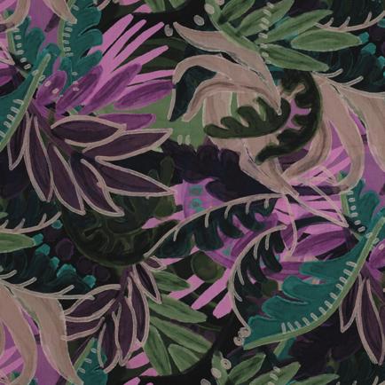 COTON VISCOSE DIGITAL FEUILLES VIOLET (hover)