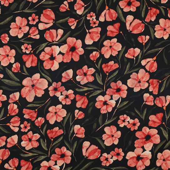 COTTON SATIN DIGITAL FLOWERS RED #7