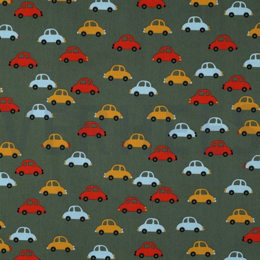 FINE POPLIN CARS ARMY GREEN