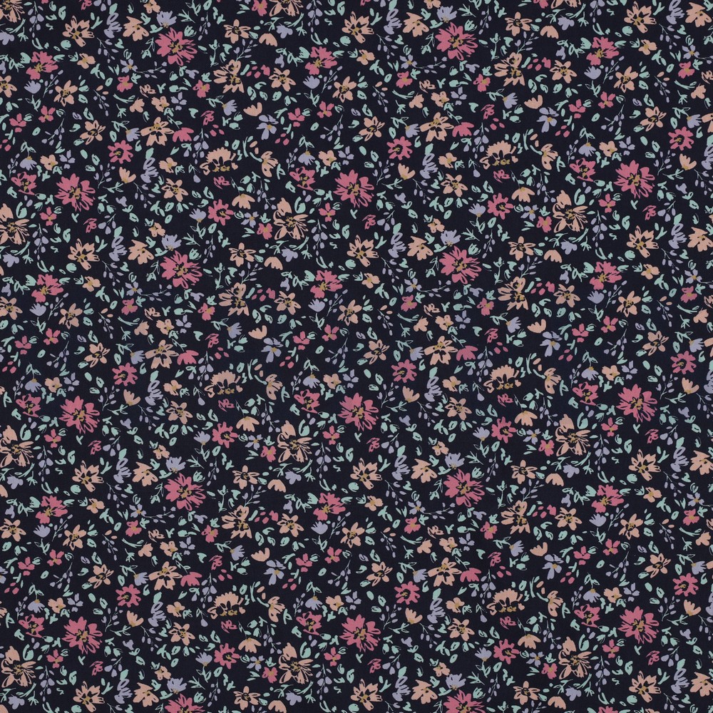 FINE POPLIN FLOWERS NAVY