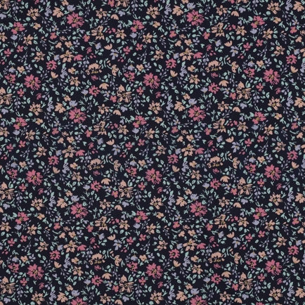 FINE POPLIN FLOWERS NAVY (hover)