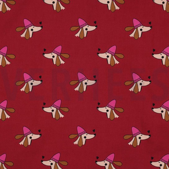 FINE POPLIN DOGS BURGUNDY #7