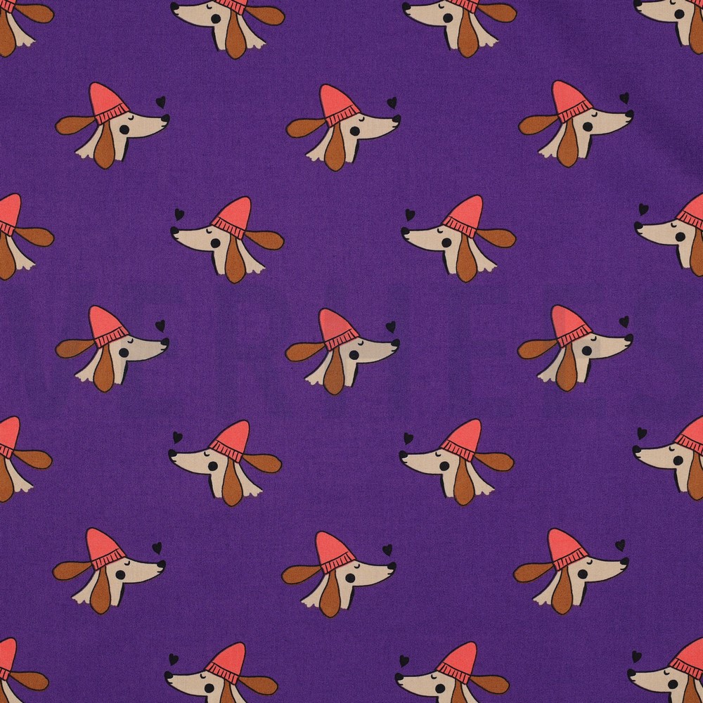 BAUMWOLLE POPELINE HUNDE LILA/VIOLETT