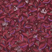 FINE POPLIN DIGITAL LEAVES BURGUNDY (thumbnail)
