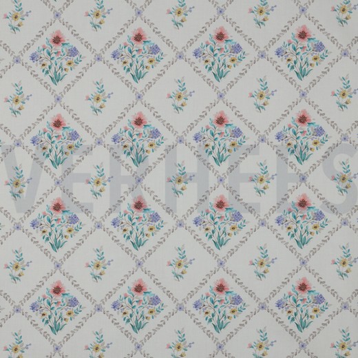 FINE POPLIN DIGITAL FLOWERS OFFWHITE