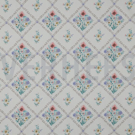 FINE POPLIN DIGITAL FLOWERS OFFWHITE (hover)