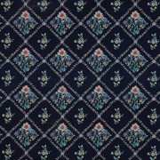 FINE POPLIN DIGITAL FLOWERS NAVY (thumbnail)