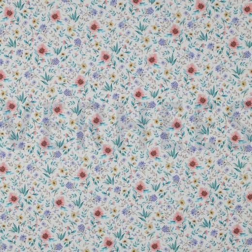 FINE POPLIN DIGITAL FLOWERS OFFWHITE