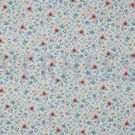 POPELINE DE COTON DIGITAL FLEURS BLANC CASSÉ #7