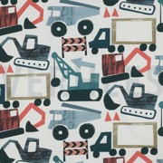 BAUMWOLLE POPELINE DIGITAL FAHRZEUGE GEBROCHEN WEISS (thumbnail)