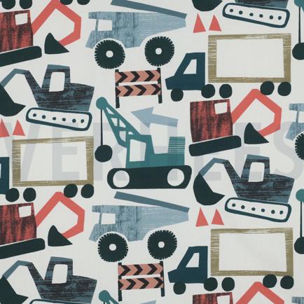 FINE POPLIN DIGITAL VEHICLES OFF WHITE (hover)