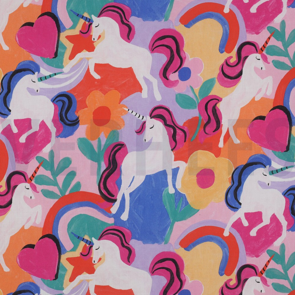 FINE POPLIN DIGITAL UNICORNS MULTICOLOUR