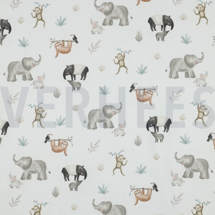 FINE POPLIN DIGITAL SAFARI ANIMALS OFFWHITE (hover)