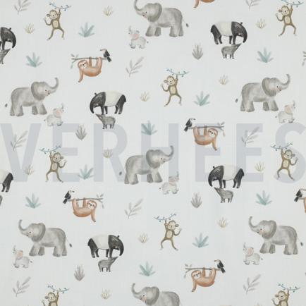 FINE POPLIN DIGITAL SAFARI ANIMALS OFF WHITE (hover)