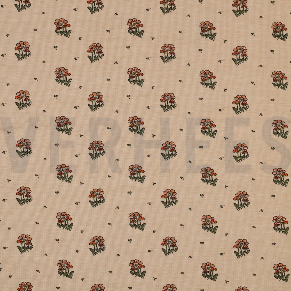 BAMBOU COTON JERSEY PETIT FLEURS SABLE