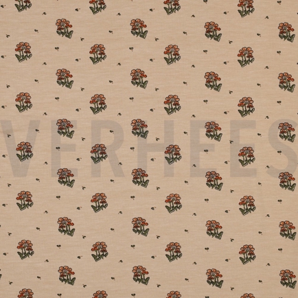 BAMBOU COTON JERSEY PETIT FLEURS SABLE (hover)