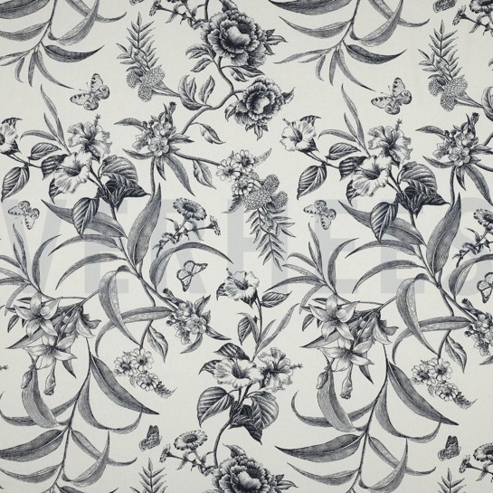 LINNEN VISCOSE BLOEMEN MARINEBLAUW #7