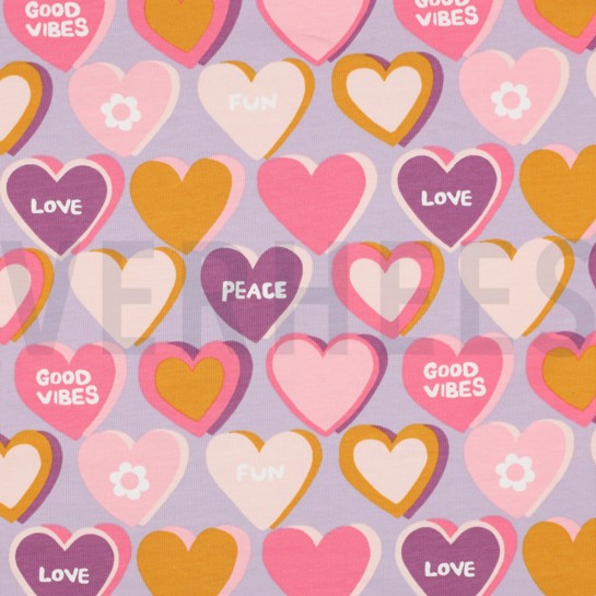 FRENCH TERRY HEARTS LILAC #7