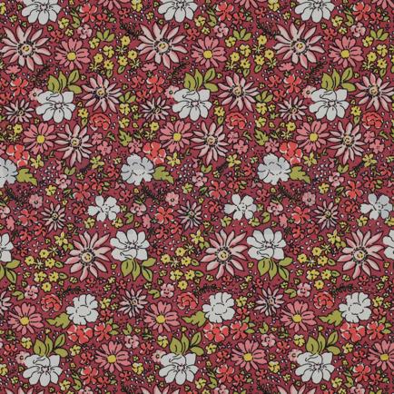 FRENCH TERRY BLOEMEN DONKERROZE (hover)