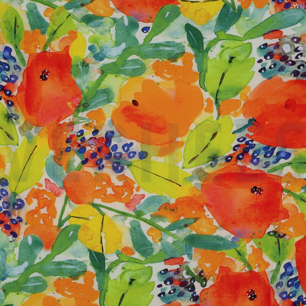 VISCOSE RADIANCE DIGITAAL BLOEMEN ORANJE