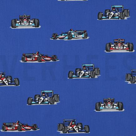 KATOENEN POPLIN RACEAUTO’S BLAUW (hover)