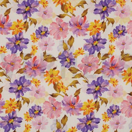 VISCOSE RADIANCE DIGITAL FLEURS BLANC CASSÉ (hover)