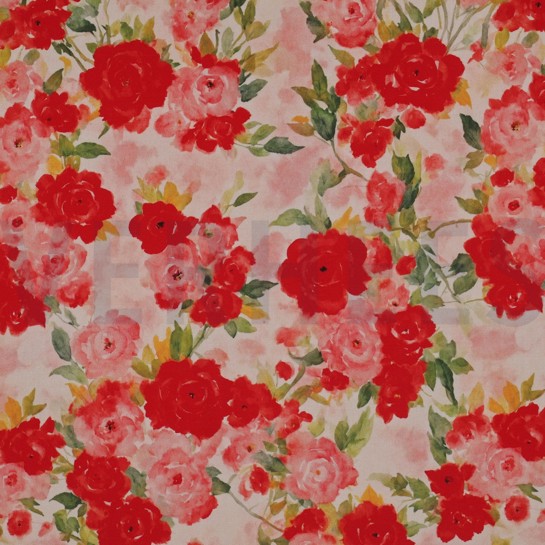 VISCOSE RADIANCE DIGITAAL BLOEMEN ROOD #7