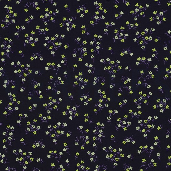 VISCOSE RADIANCE DIGITAAL BLOEMEN MARINEBLAUW #7
