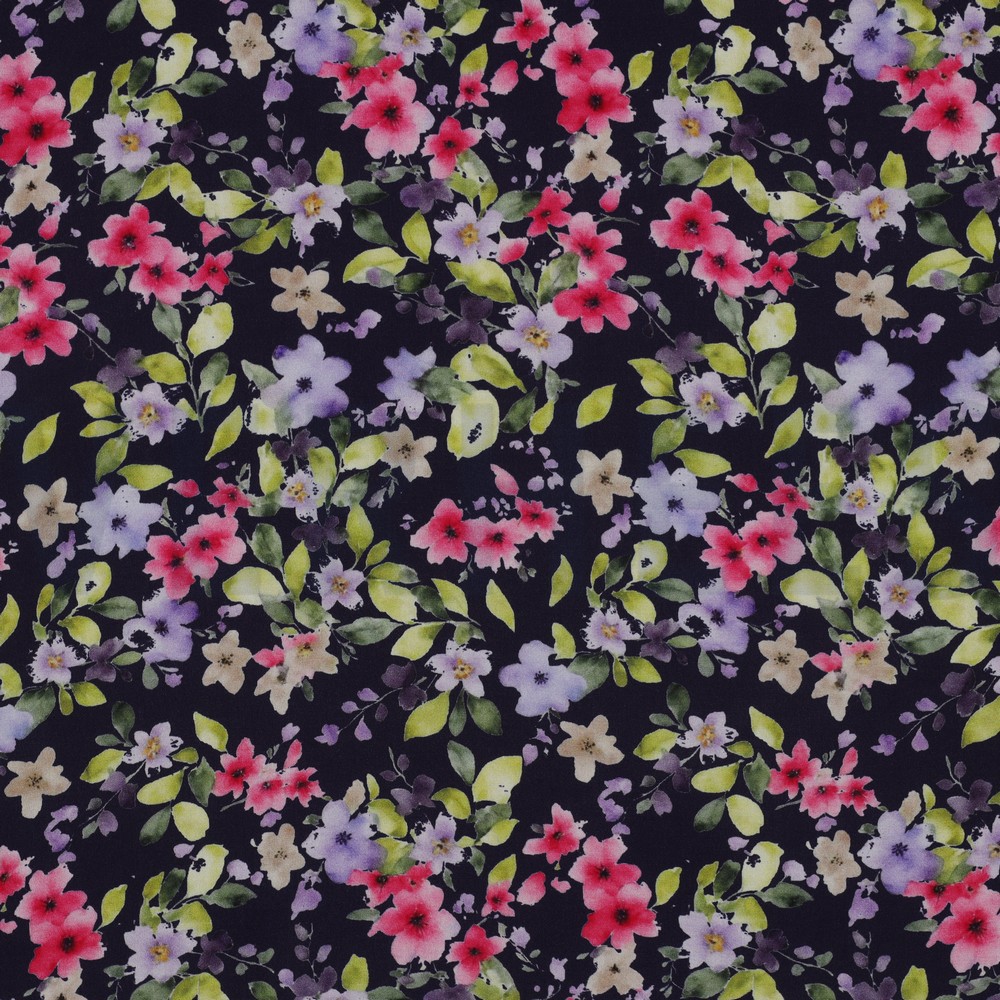 VISCOSE RADIANCE DIGITAL FLOWERS NAVY