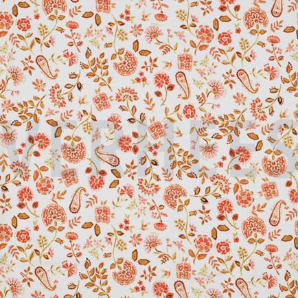 JERSEY DIGITAAL PAISLEY BLOEMEN WIT / PERZIK (hover)