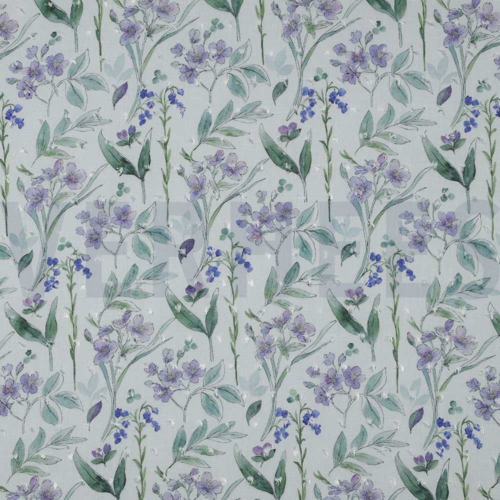 VISCOSE DOBBY DIGITAL FLOWERS WHITE